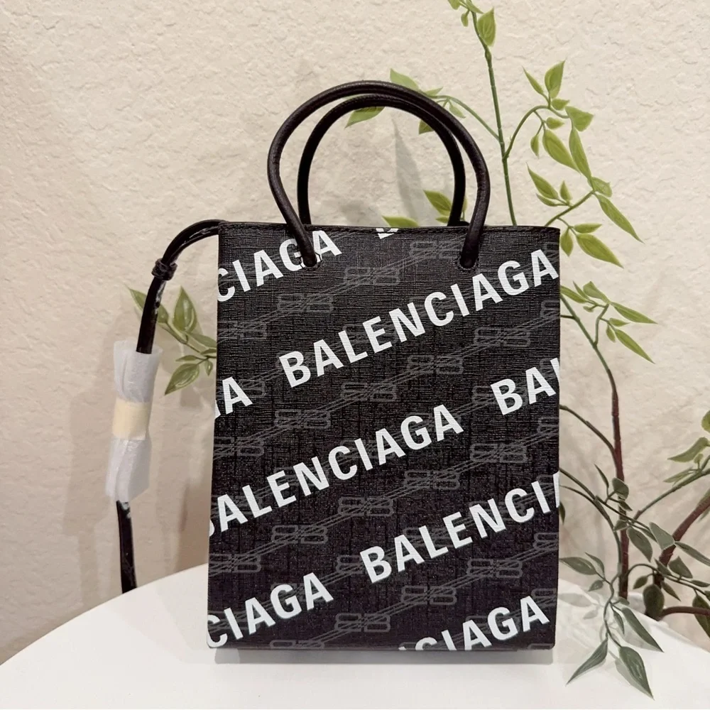 Balenciaga Large Shopping Bag BB Monogram Coated Canvas and Allover Logo NWT